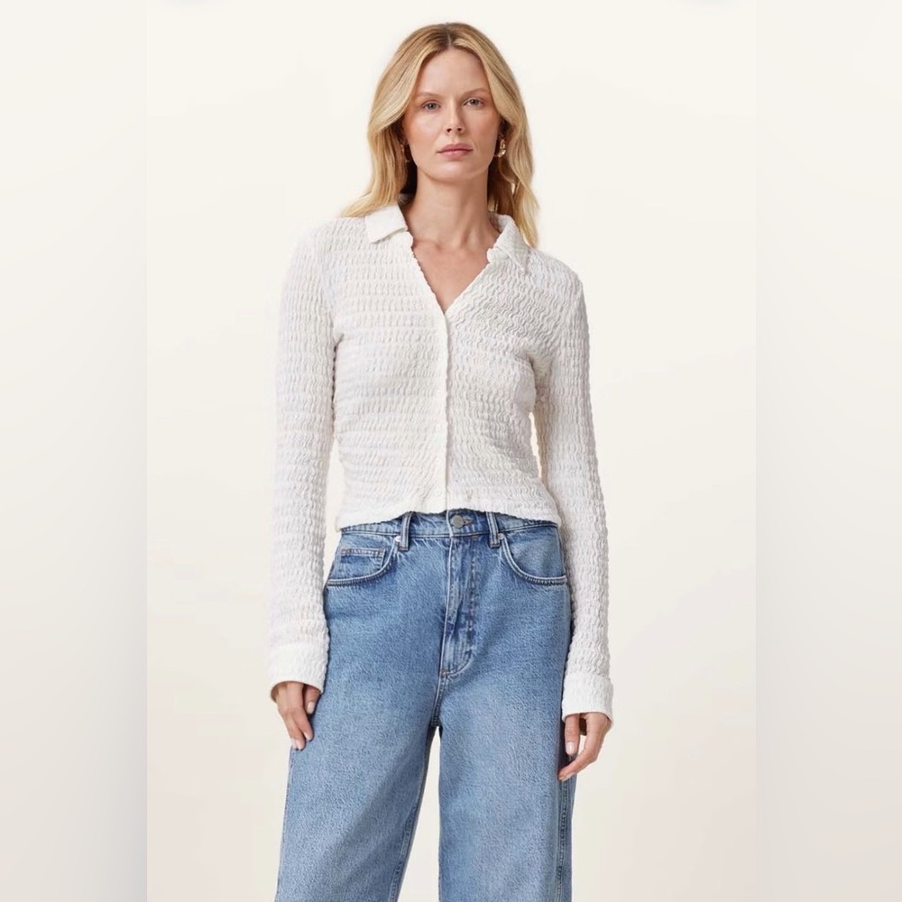 AllSaints Connie Slim Fit Open Neck Shirt - NEW WITH TAGS